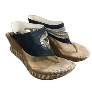 Women 10 Reversibles Modzori Tita 5 Leather Sandals Black White Shoes Wedges